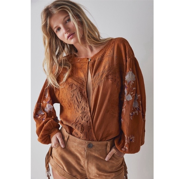 Free People Making Harmony Embroidered Bodysuit - Picture 1 of 17